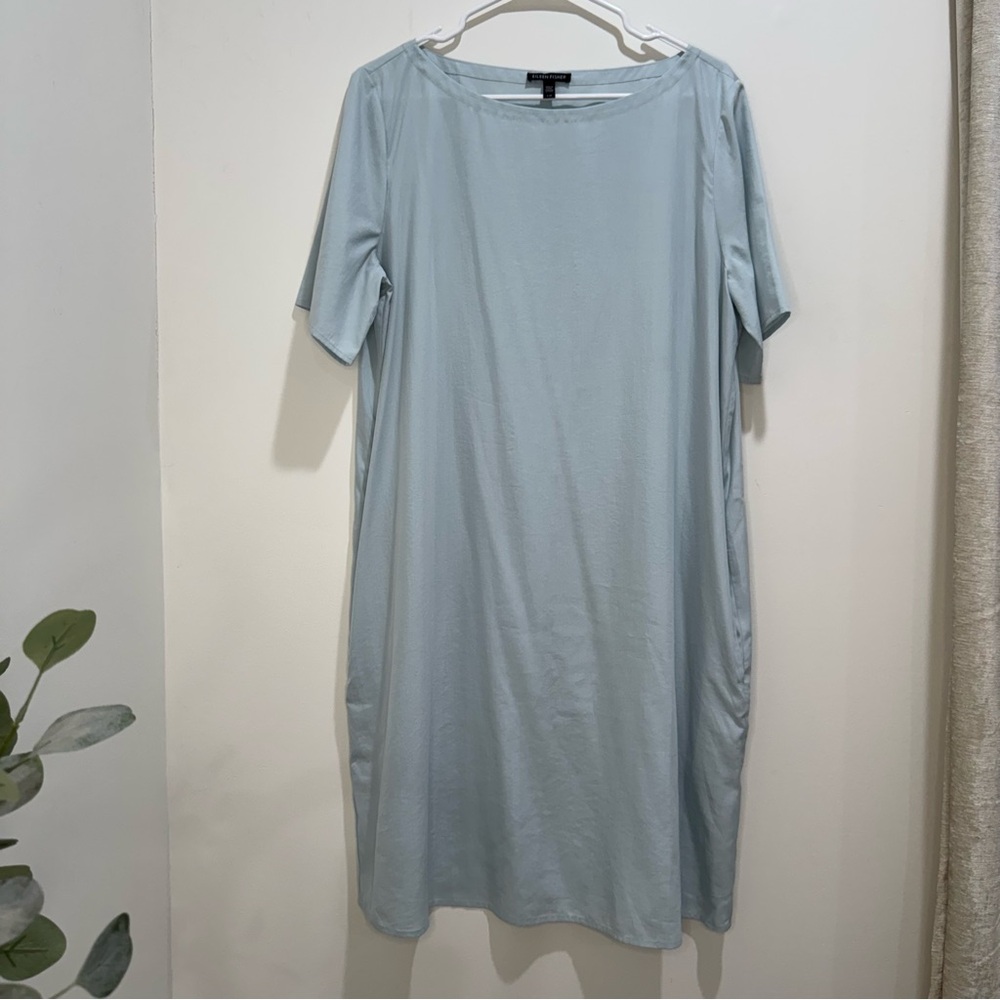 Eileen Fisher Boat Neck Tencel Lyocell T-Shirt Dress‎ L/G